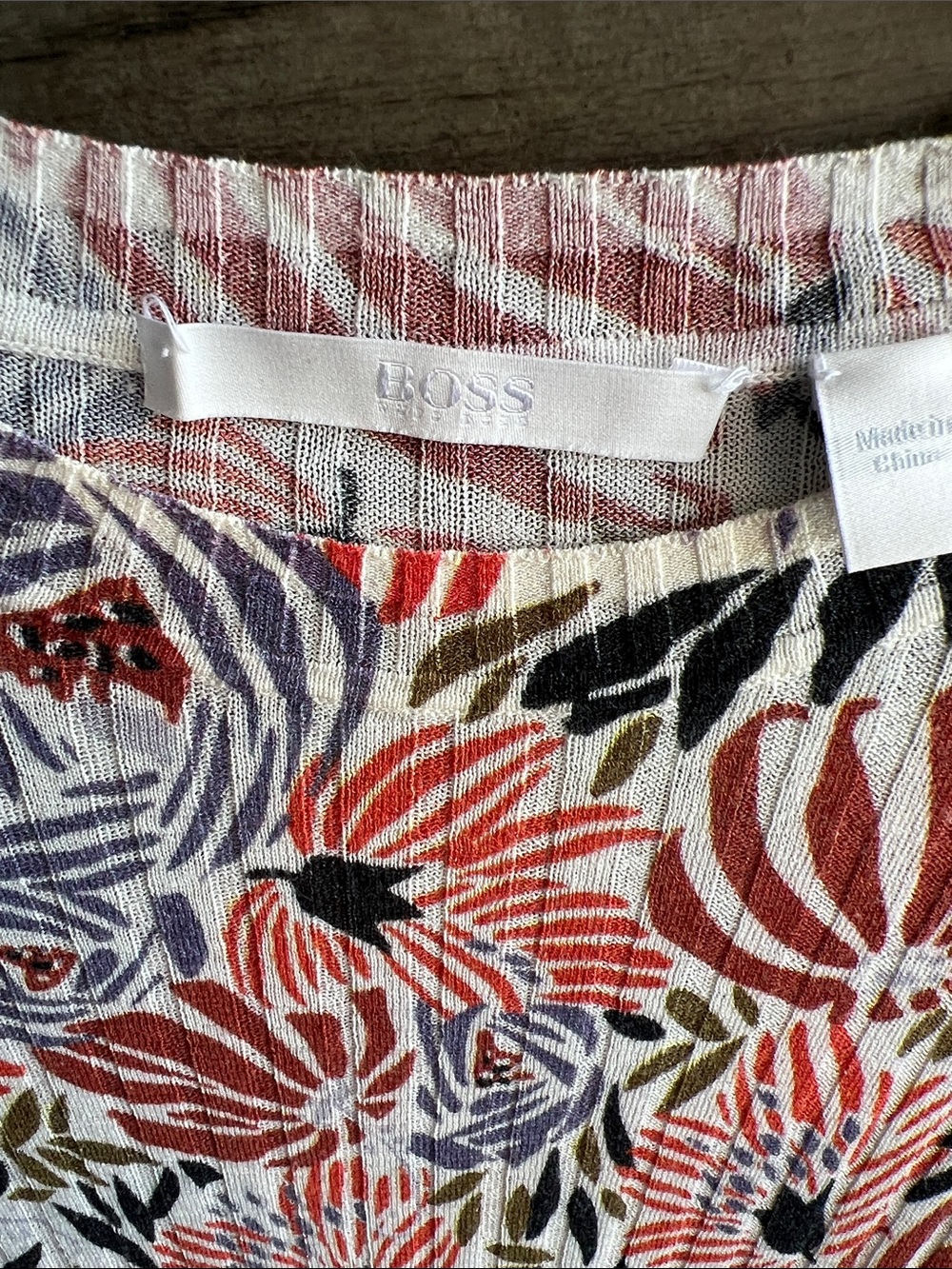 BOSS Hugo Boss Floral Linen Short Sleeve Tee Top Size Large